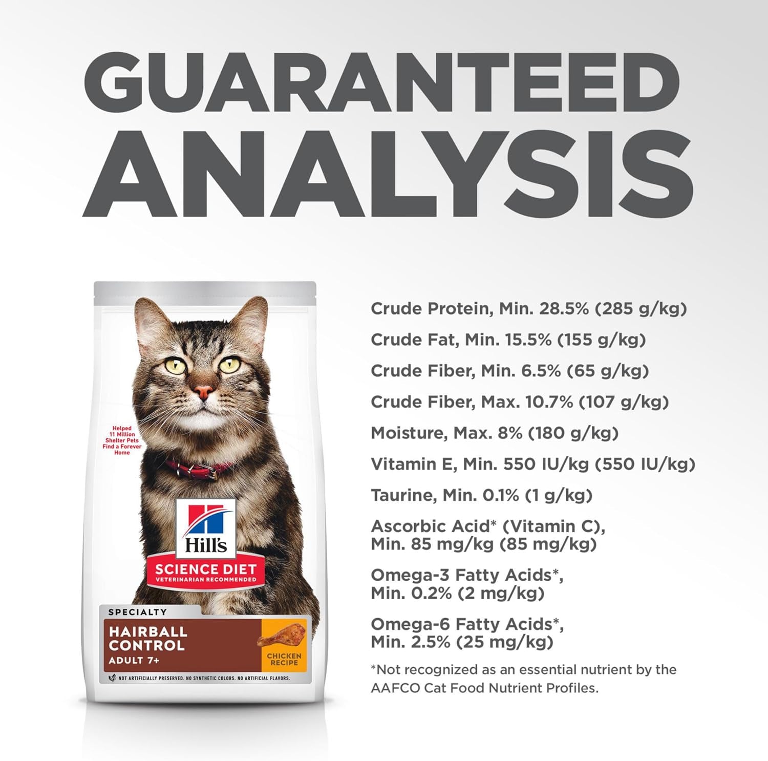 Hairball Control, Senior Adult 7+, Hairball Control Support, Dry Cat Food, Chicken Recipe, 15.5 Lb Bag