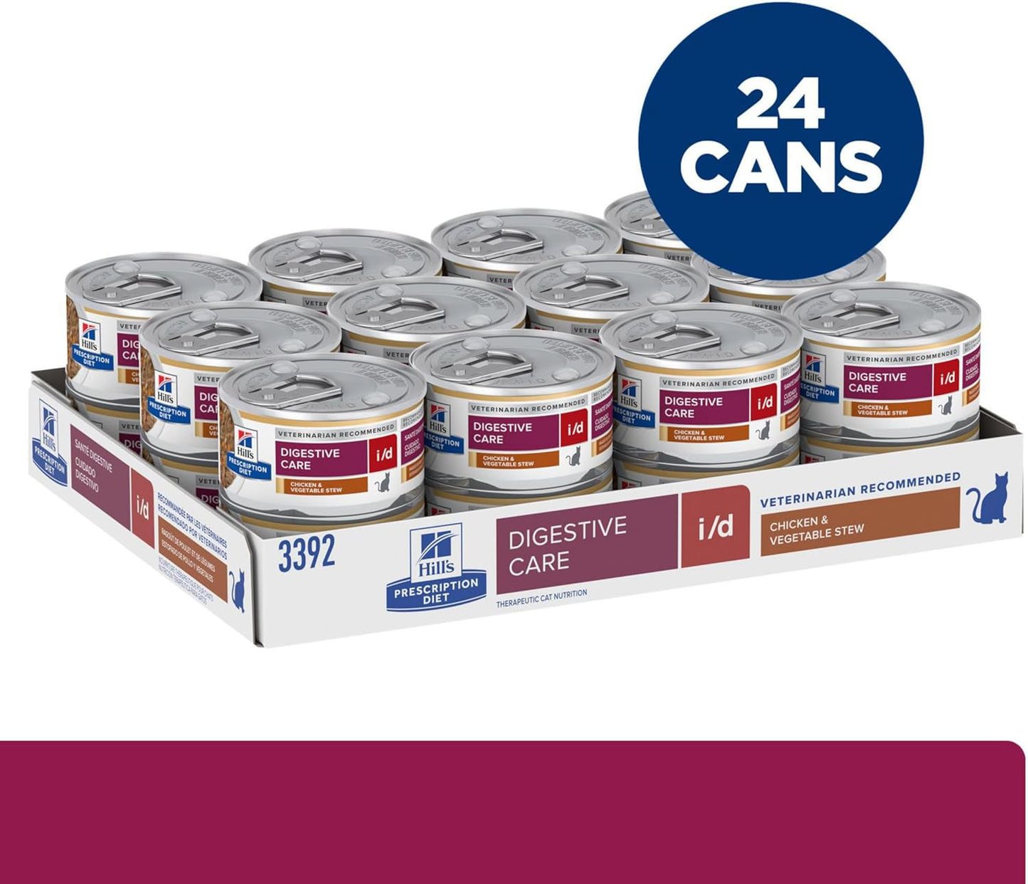 I/D Digestive Care Chicken & Vegetable Stew Wet Cat Food, Veterinary Diet, 2.9 Oz. Cans, 24-Pack