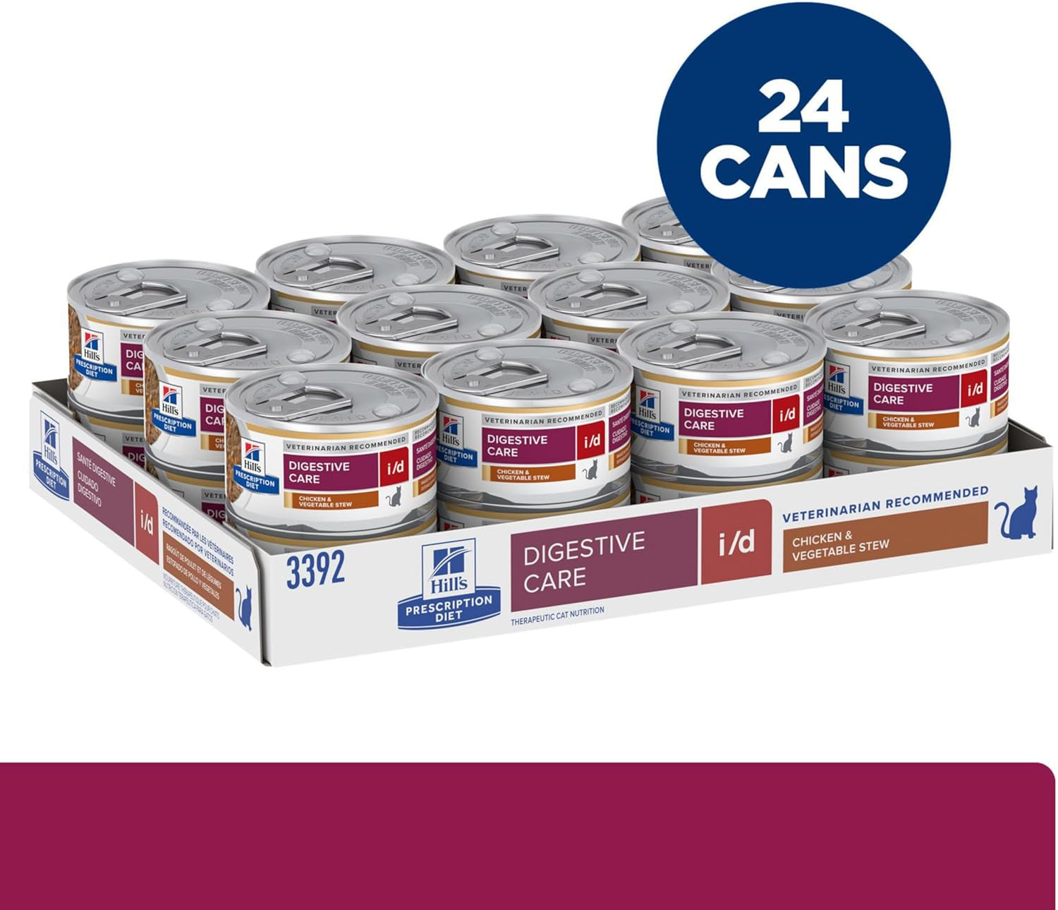 I/D Digestive Care Chicken & Vegetable Stew Wet Cat Food, Veterinary Diet, 2.9 Oz. Cans, 24-Pack