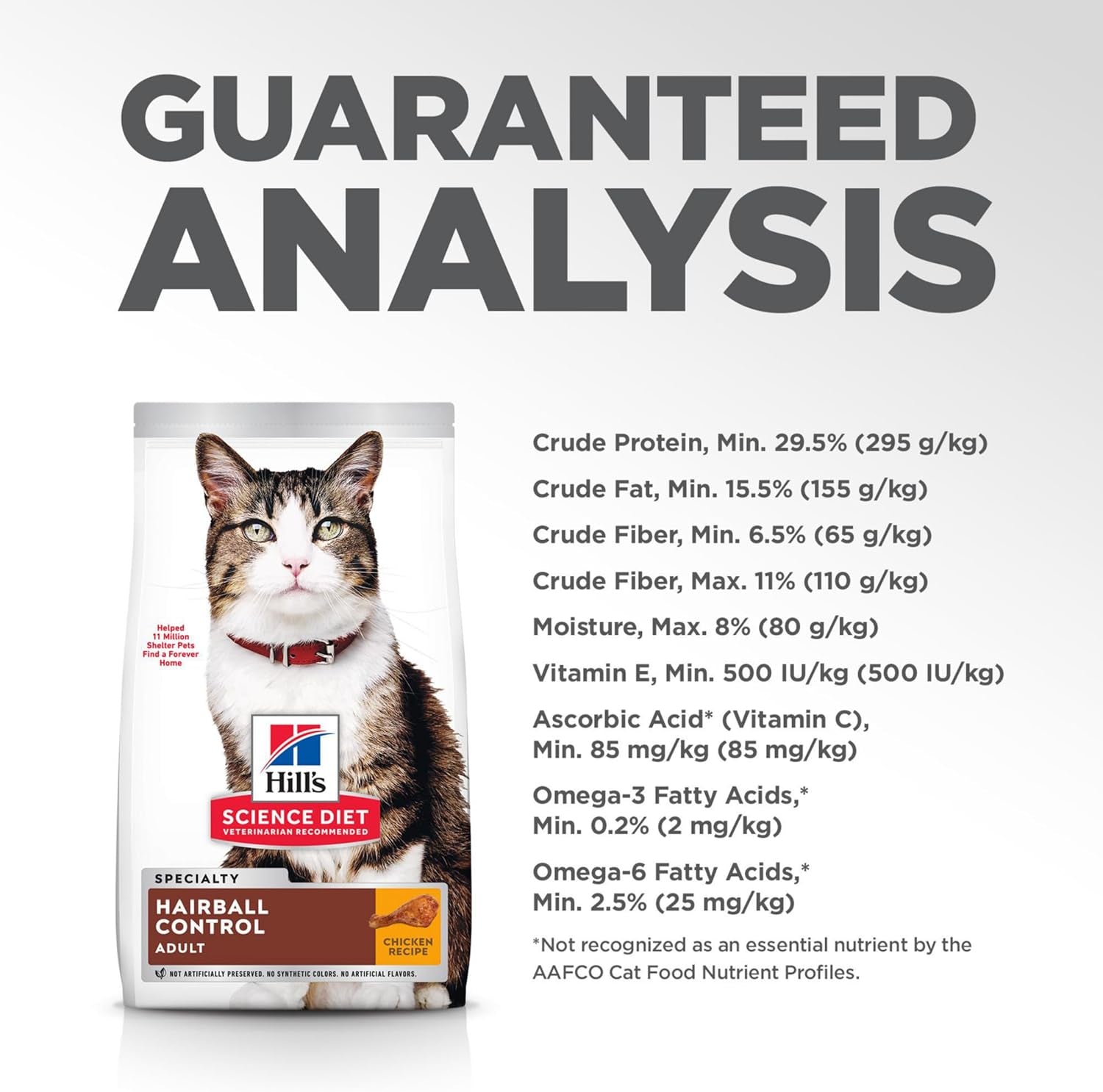 Hairball Control, Adult 1-6, Hairball Control Support, Dry Cat Food, Chicken Recipe, 7 Lb Bag