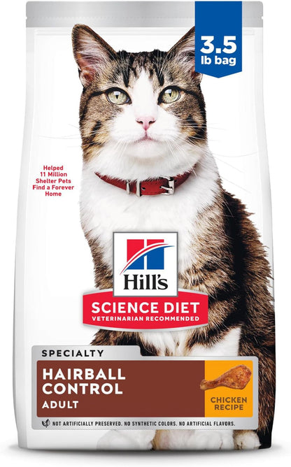 Hairball Control, Adult 1-6, Hairball Control Support, Dry Cat Food, Chicken Recipe, 7 Lb Bag