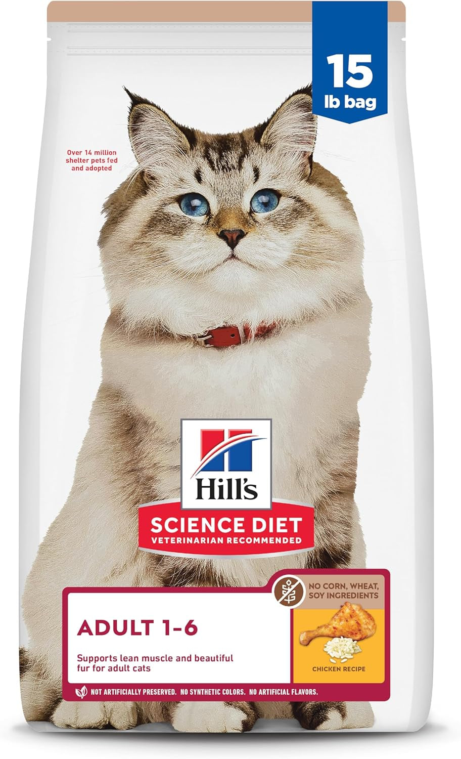 Adult 1-6, Adult 1-6 Premium Nutrition, Dry Cat Food, No Corn, Wheat, Soy Chicken & Brown Rice Recipe, 7 Lb Bag