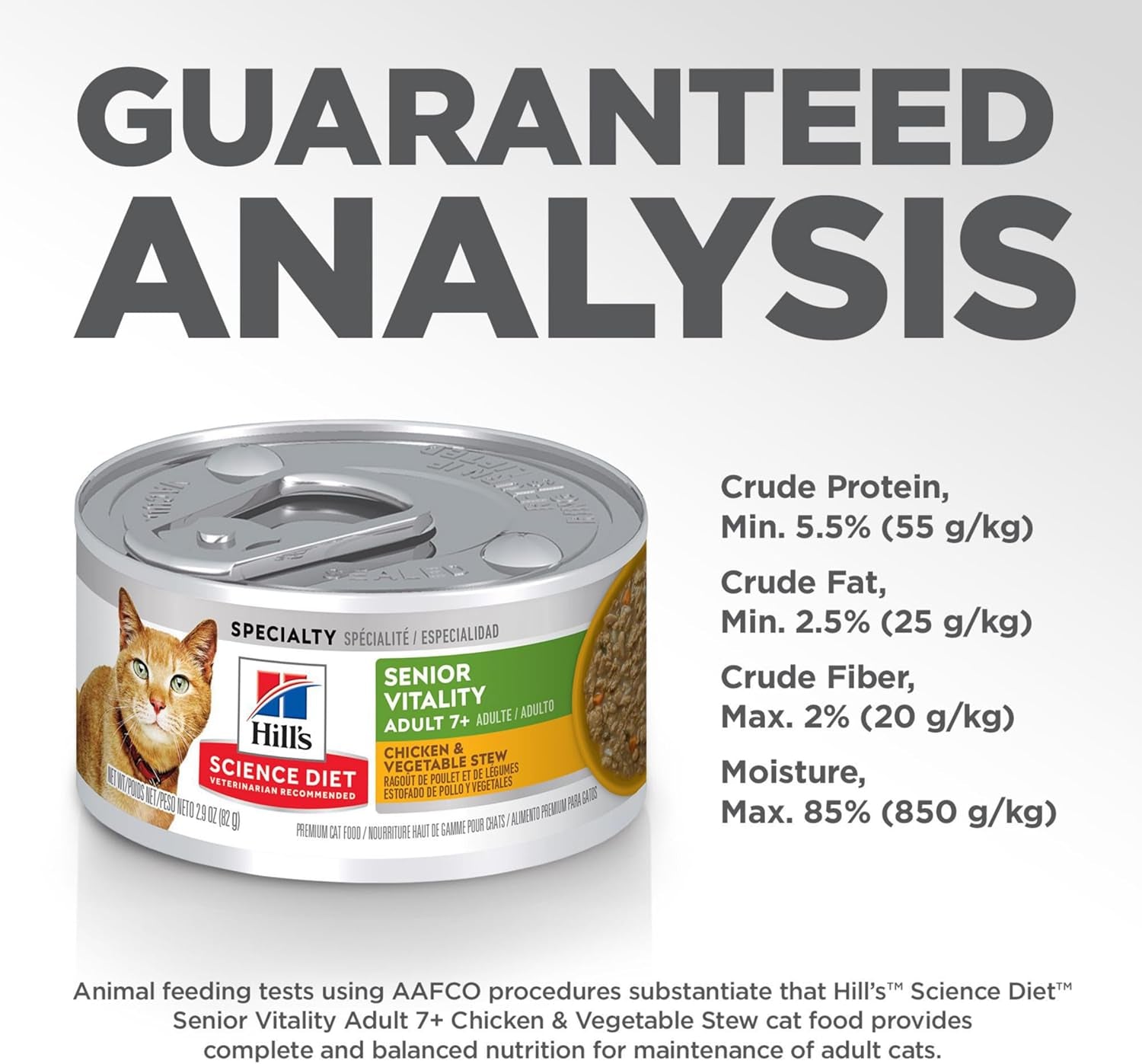 Senior Vitality Adult 7+, Senior Premium Nutrition, Wet Cat Food, Chicken & Vegetable Stew, 2.9 Oz. Cans, 24-Pack