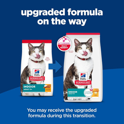 Indoor, Senior Adult 11+, Easy Litter Box Cleanup, Dry Cat Food, Chicken Recipe, 7 Lb Bag