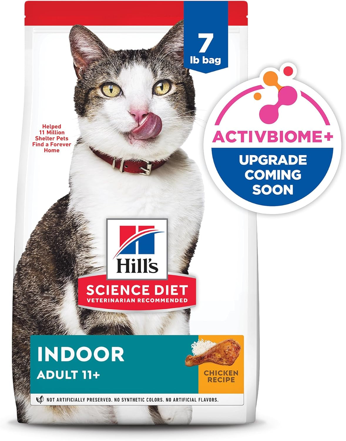 Indoor, Senior Adult 11+, Easy Litter Box Cleanup, Dry Cat Food, Chicken Recipe, 7 Lb Bag