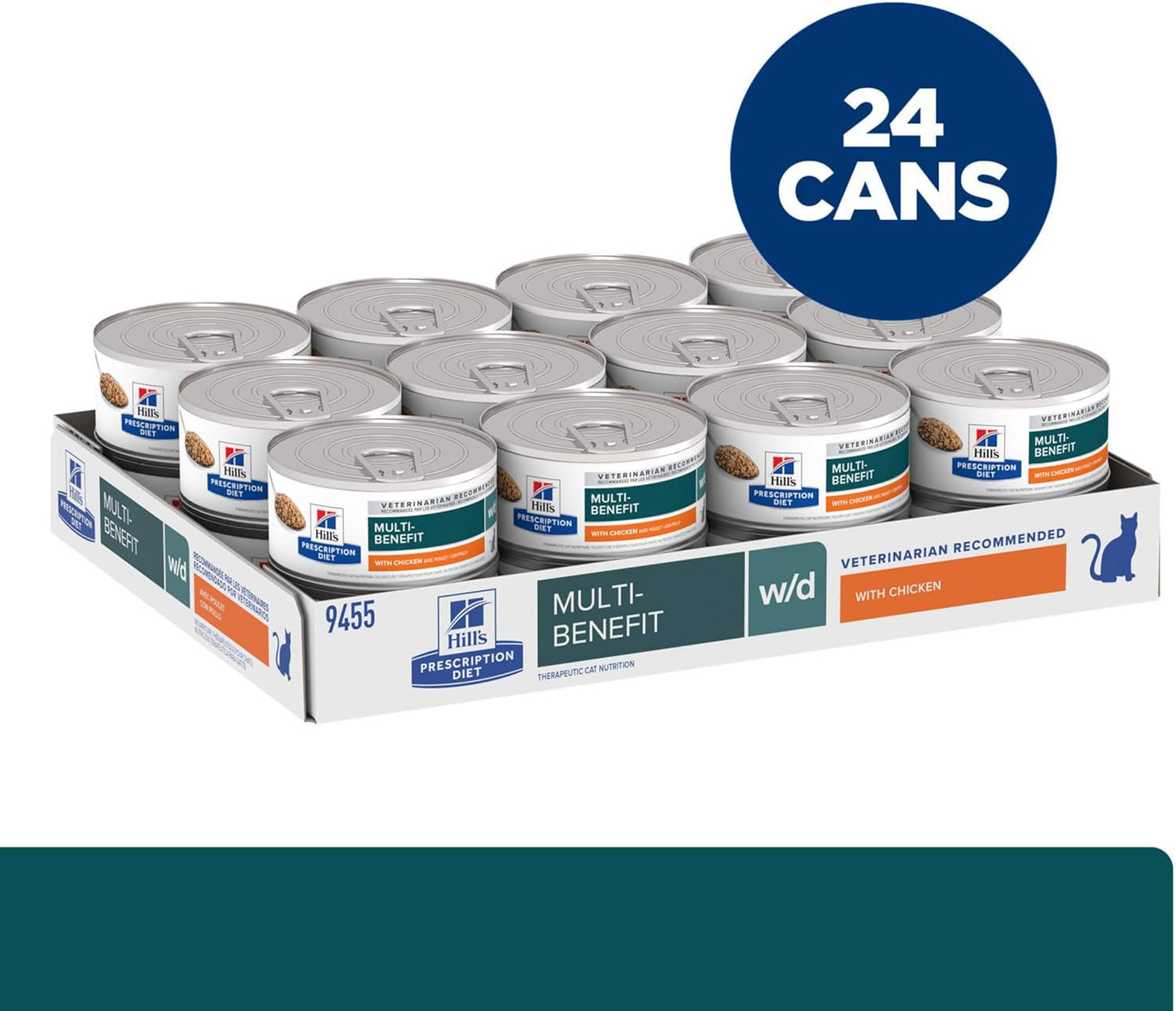 W/D Multi-Benefit Digestive/Weight/Glucose/Urinary Management with Chicken Wet Cat Food, Veterinary Diet, 5.5 Oz. Cans, 24-Pack