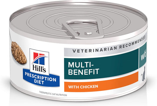 W/D Multi-Benefit Digestive/Weight/Glucose/Urinary Management with Chicken Wet Cat Food, Veterinary Diet, 5.5 Oz. Cans, 24-Pack