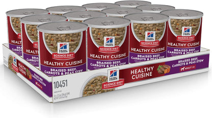 Healthy Cuisine, Adult 1-6, Great Taste, Wet Dog Food, Braised Beef, Carrots & Peas Stew, 12.5 Oz Can, Case of 12