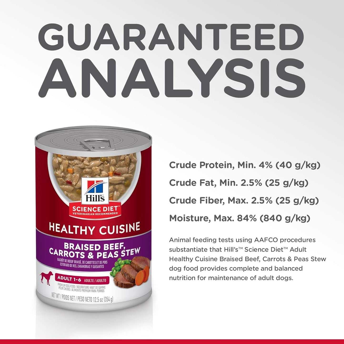 Healthy Cuisine, Adult 1-6, Great Taste, Wet Dog Food, Braised Beef, Carrots & Peas Stew, 12.5 Oz Can, Case of 12