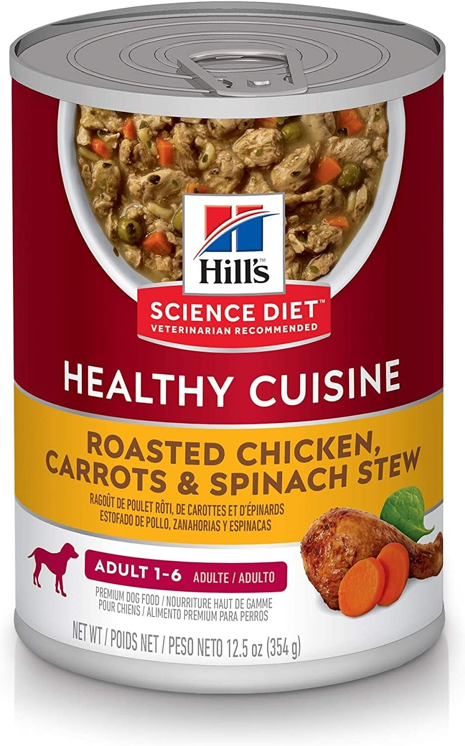 Healthy Cuisine, Adult 1-6, Great Taste, Wet Dog Food, Braised Beef, Carrots & Peas Stew, 12.5 Oz Can, Case of 12