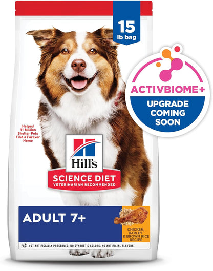 Adult 7+, Senior Adult 7+ Premium Nutrition, Dry Dog Food, Chicken, Brown Rice, & Barley, 15 Lb Bag