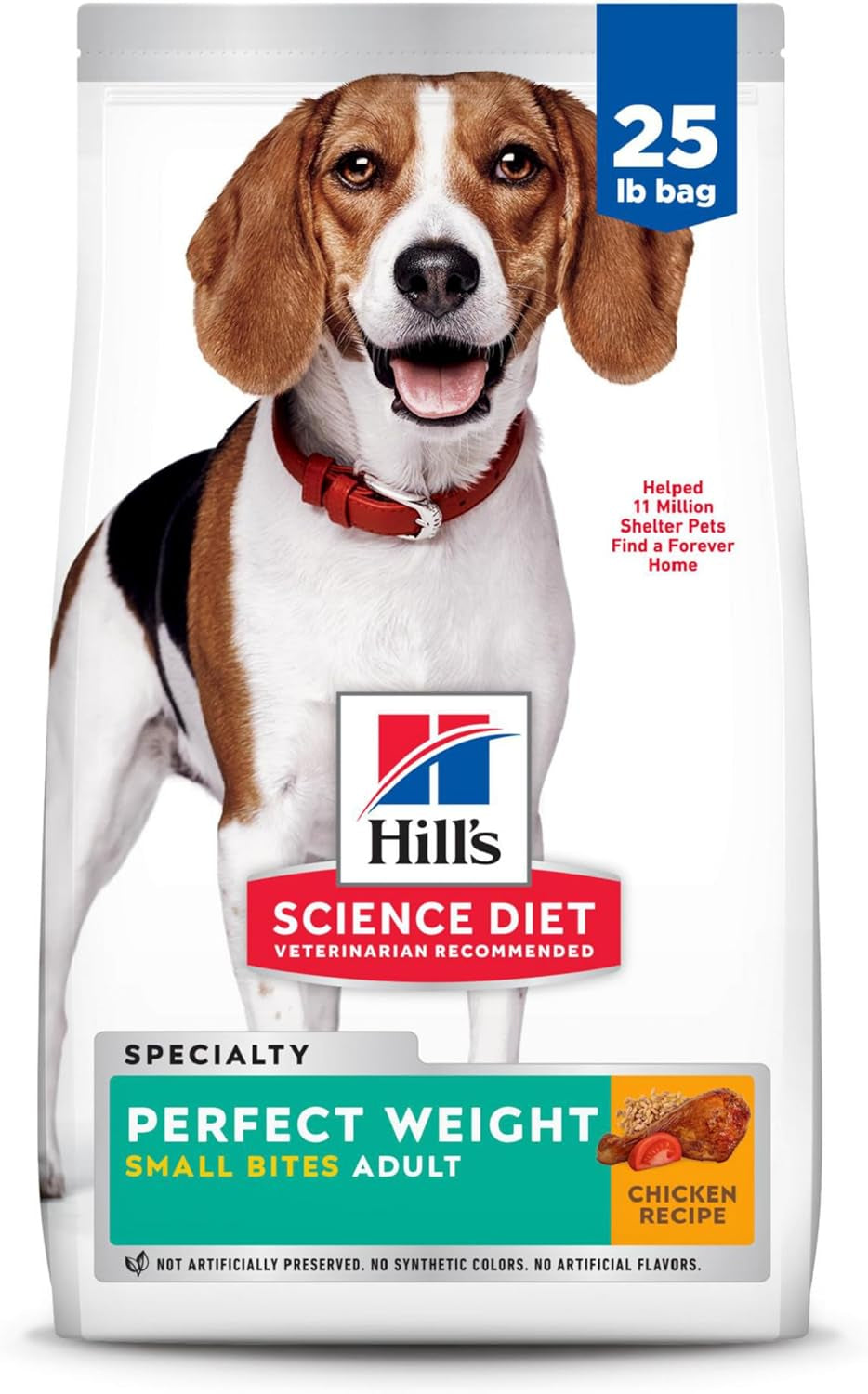 Perfect Weight, Adult 1-6, Weight Management Support, Small Kibble, Dry Dog Food, Chicken Recipe, 25 Lb Bag