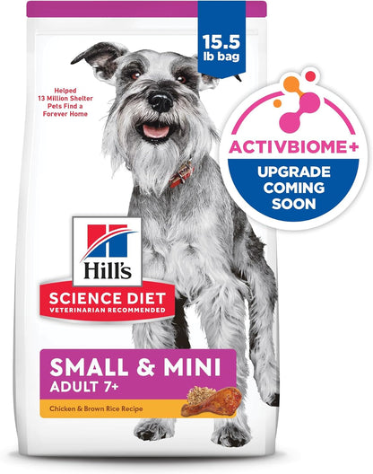Small & Mini, Senior Adult 7+, Small & Mini Breeds Senior Premium Nutrition, Dry Dog Food, Chicken, Brown Rice, & Barley, 15.5 Lb Bag