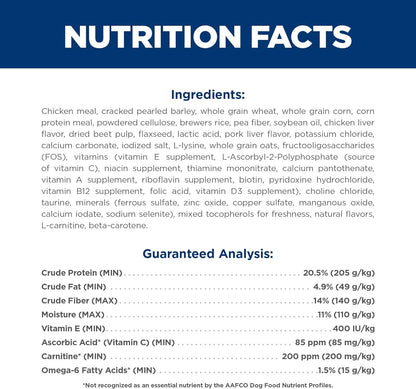 Light , Adult 1-6, Weight Management Support, Small Kibble, Dry Dog Food, Chicken & Barley, 5 Lb Bag