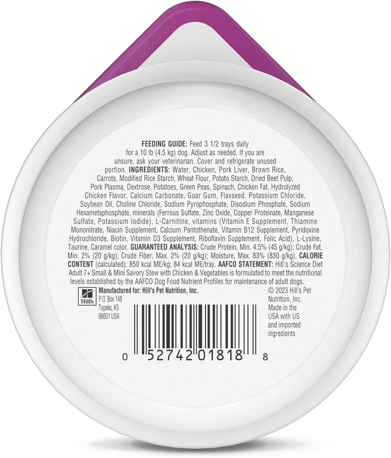 Small & Mini, Senior Adult 7+, Small & Mini Breeds Senior Premium Nutrition, Wet Dog Food, Chicken & Vegetables Stew, 3.5 Oz Tray, Case of 12