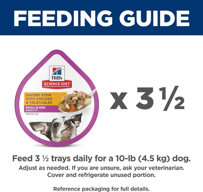 Small & Mini, Senior Adult 7+, Small & Mini Breeds Senior Premium Nutrition, Wet Dog Food, Chicken & Vegetables Stew, 3.5 Oz Tray, Case of 12