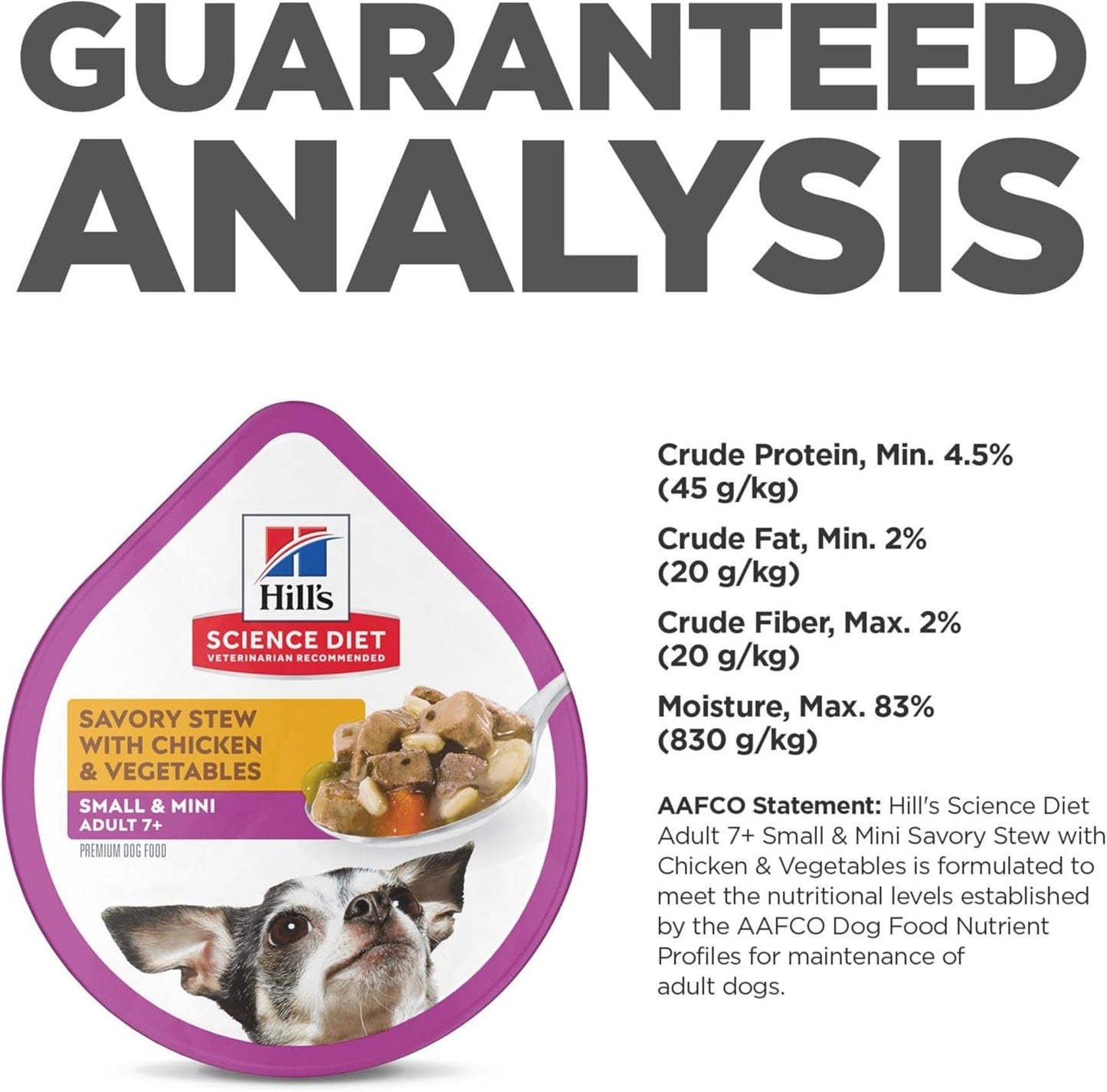 Small & Mini, Senior Adult 7+, Small & Mini Breeds Senior Premium Nutrition, Wet Dog Food, Chicken & Vegetables Stew, 3.5 Oz Tray, Case of 12
