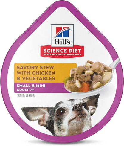 Small & Mini, Senior Adult 7+, Small & Mini Breeds Senior Premium Nutrition, Wet Dog Food, Chicken & Vegetables Stew, 3.5 Oz Tray, Case of 12