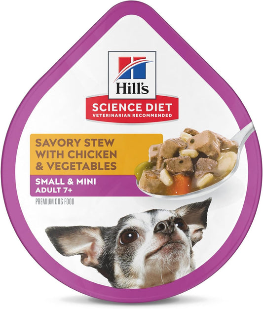 Small & Mini, Senior Adult 7+, Small & Mini Breeds Senior Premium Nutrition, Wet Dog Food, Chicken & Vegetables Stew, 3.5 Oz Tray, Case of 12