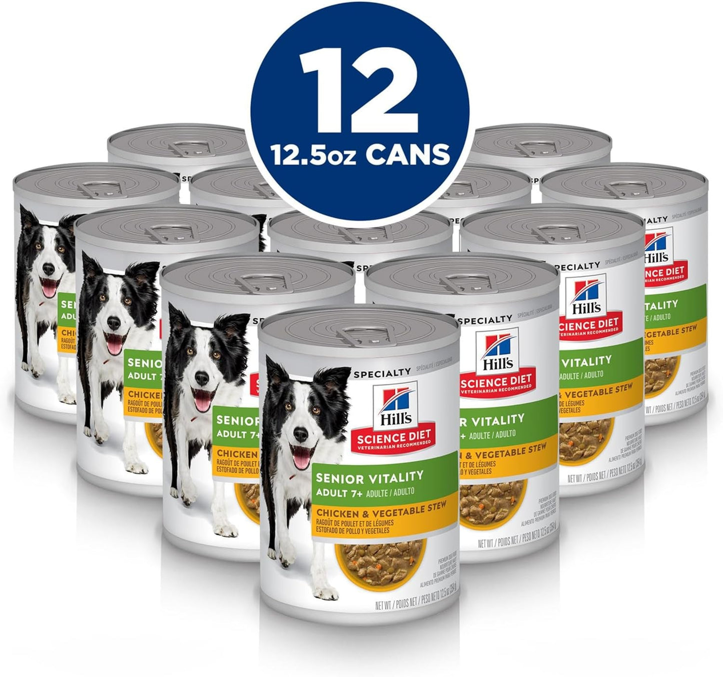 Senior Vitality Adult 7+ Wet Dog Food, Chicken & Vegetable Stew, 12.5 Oz. Cans, 12-Pack