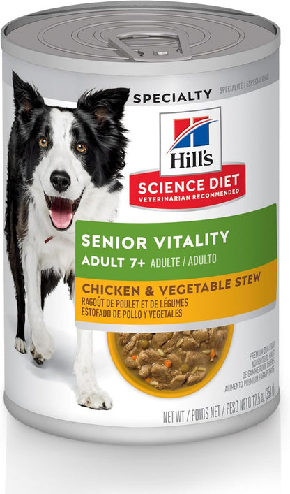 Senior Vitality Adult 7+ Wet Dog Food, Chicken & Vegetable Stew, 12.5 Oz. Cans, 12-Pack