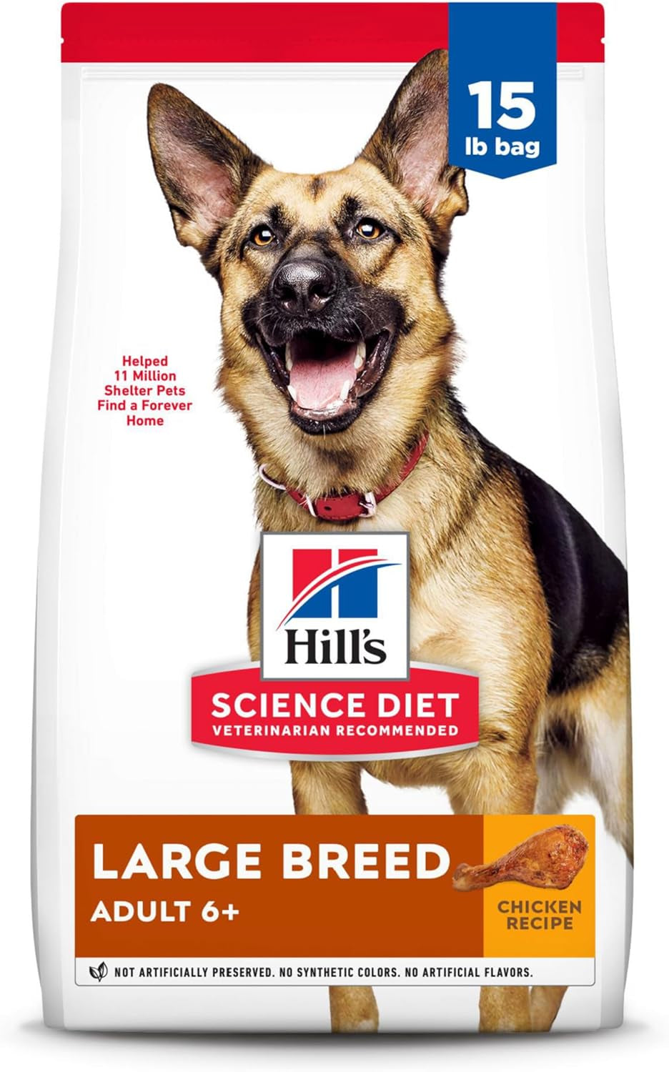 Large Breed Senior Dry Dog Food Adult 6+, Quality Protein for Joint Support & Lean Muscles, Chicken Recipe, 15 Lb. Bag