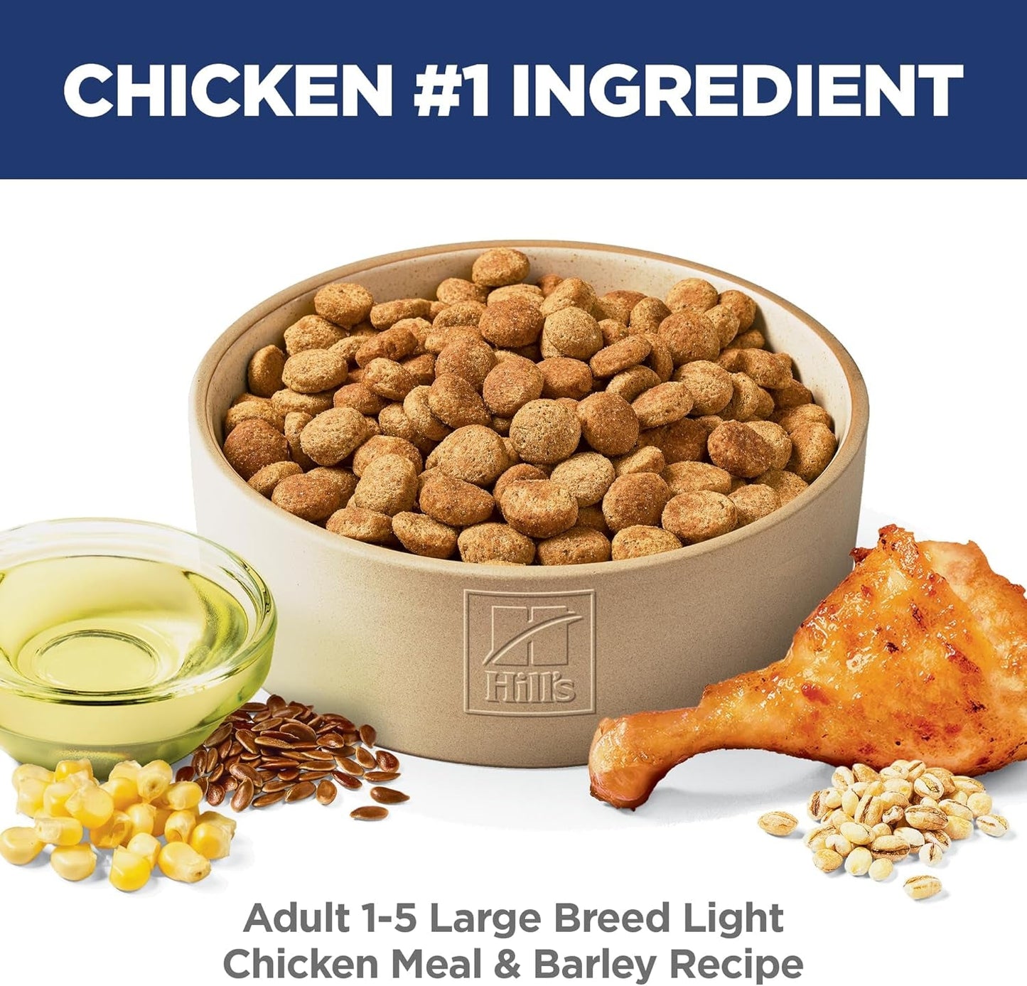 Large Breed Light Adult Dry Dog Food 1-5, Quality Protein for Weight Management Support, Chicken & Barley, 30 Lb. Bag