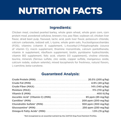 Large Breed Light Adult Dry Dog Food 1-5, Quality Protein for Weight Management Support, Chicken & Barley, 30 Lb. Bag