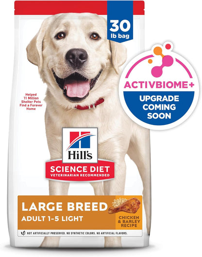 Large Breed Light Adult Dry Dog Food 1-5, Quality Protein for Weight Management Support, Chicken & Barley, 30 Lb. Bag