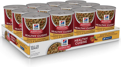 Healthy Cuisine, Senior Adult 7+, Senior Premium Nutrition, Wet Dog Food, Roasted Chicken, Carrots & Spinach Stew, 12.5 Oz Can, Case of 12