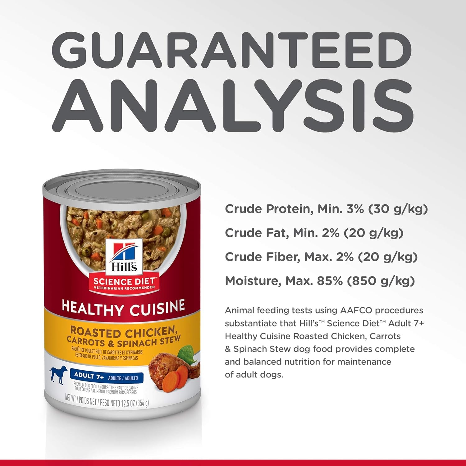 Healthy Cuisine, Senior Adult 7+, Senior Premium Nutrition, Wet Dog Food, Roasted Chicken, Carrots & Spinach Stew, 12.5 Oz Can, Case of 12