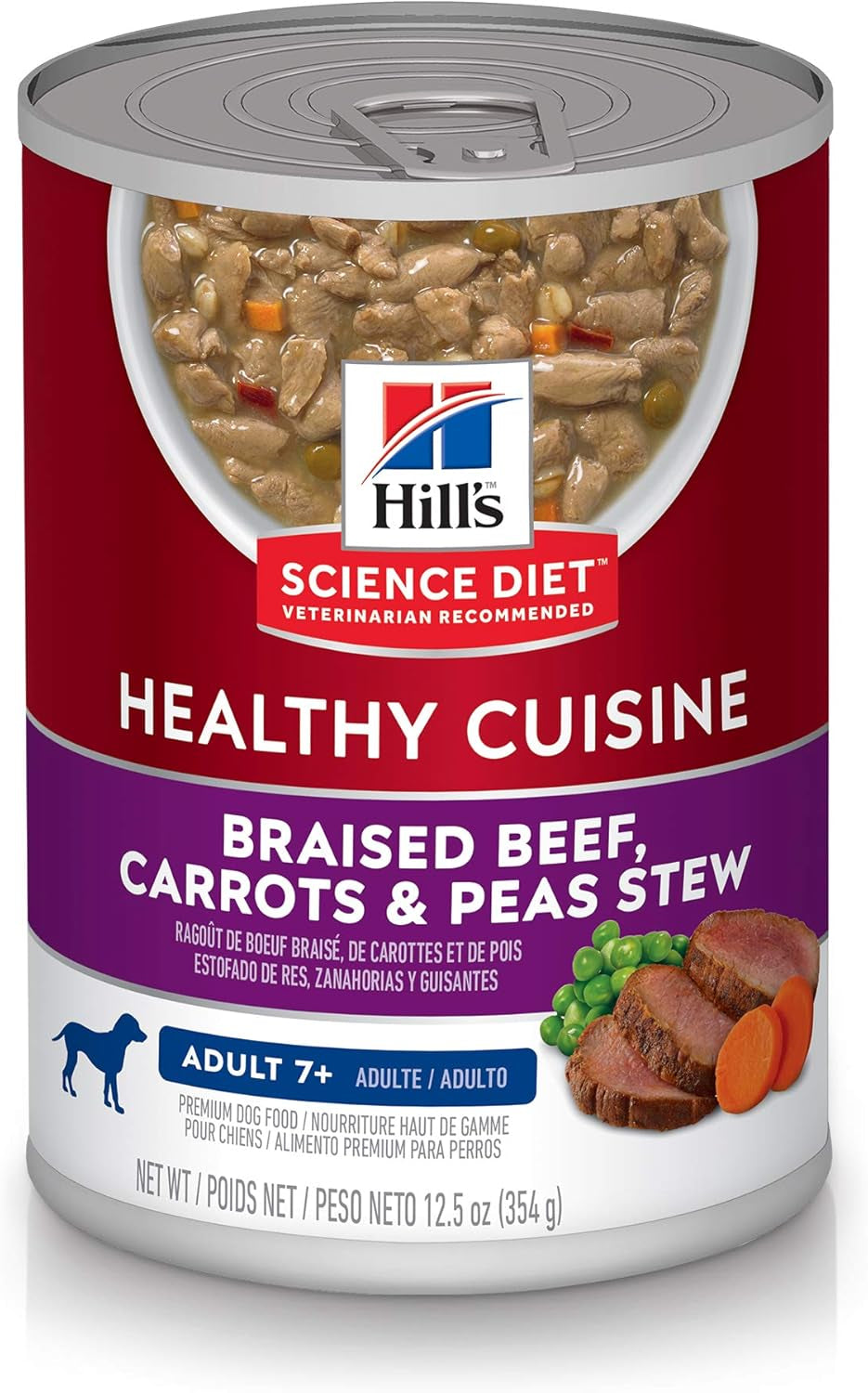 Healthy Cuisine, Senior Adult 7+, Senior Premium Nutrition, Wet Dog Food, Roasted Chicken, Carrots & Spinach Stew, 12.5 Oz Can, Case of 12