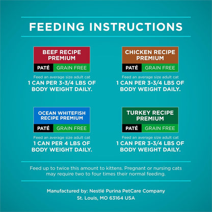 High Protein, Grain Free Pate Wet Cat Food Variety Pack, Grain Free Formula - (Pack of 24) 3 Oz. Cans