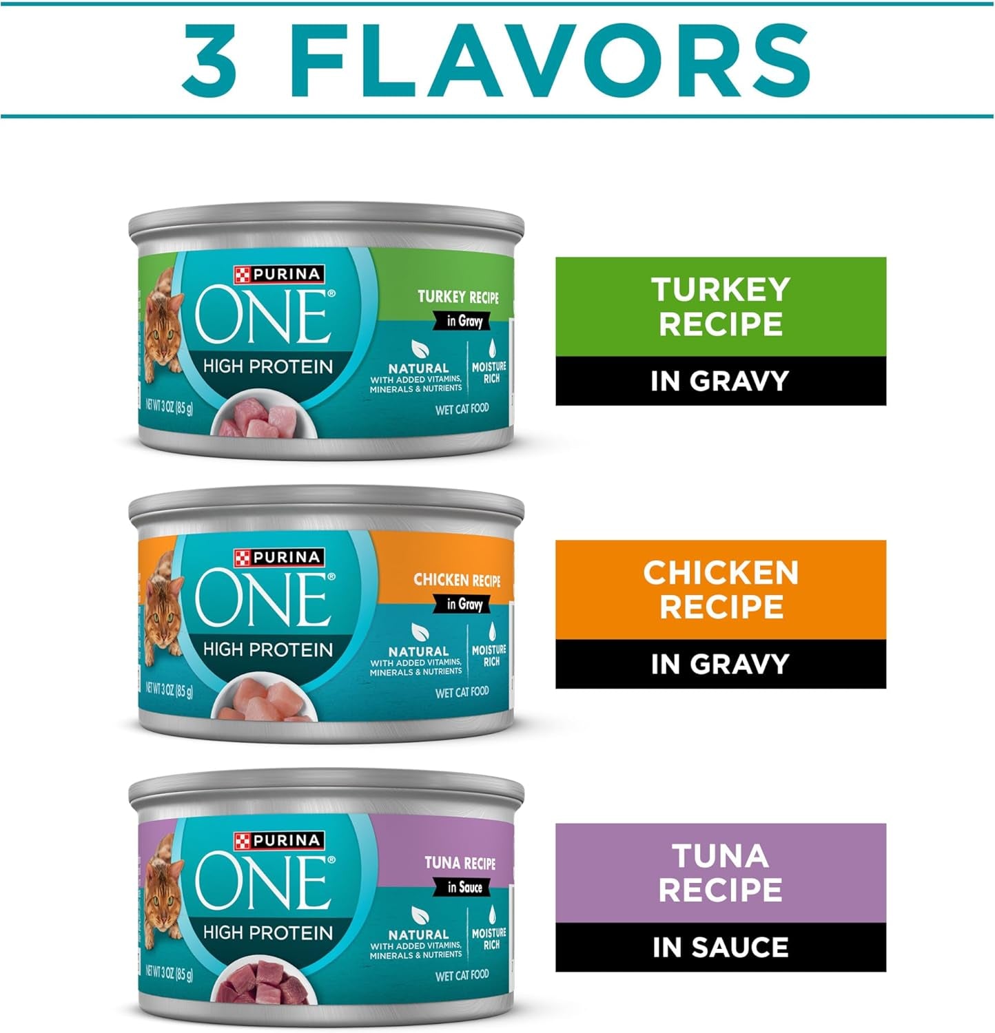 Natural, High Protein Cat Food Variety Pack, Turkey, Chicken and Tuna Recipes - (2 Packs of 12) 3 Oz. Cans