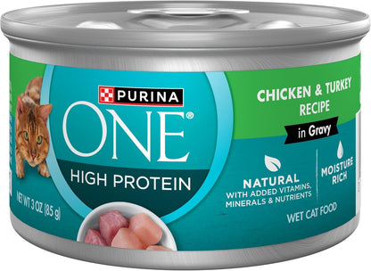 Natural, High Protein Cat Food Variety Pack, Turkey, Chicken and Tuna Recipes - (2 Packs of 12) 3 Oz. Cans