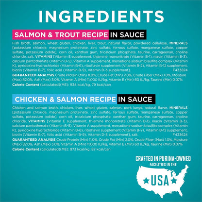 Natural, High Protein Cat Food Variety Pack, Chicken, Tuna, Salmon and Trout Recipes - (Pack of 24) 3 Oz. Cans