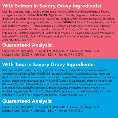 Purina  Pate Wet Cat Food Variety Pack, Extra Gravy Pate Chicken, Turkey, Salmon & Tuna - (24) 5.5 Oz. Cans