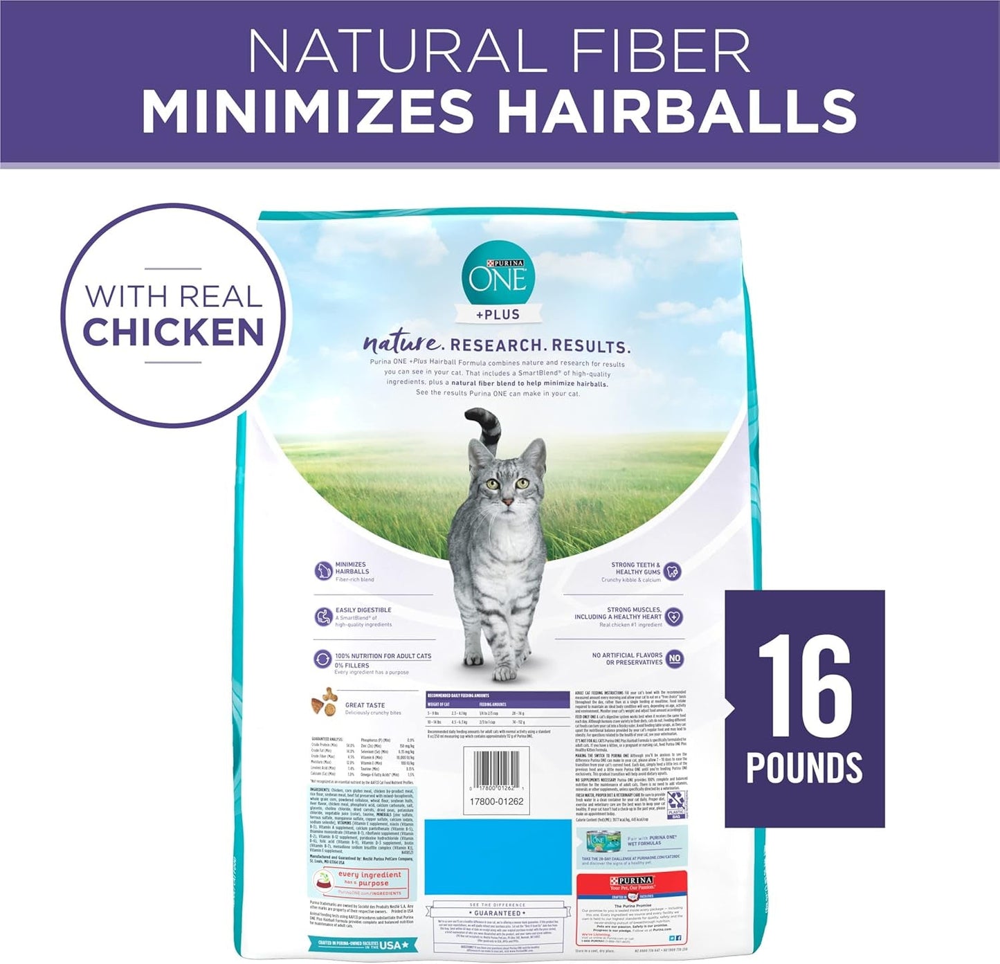 Natural Cat Food for Hairball Control, +PLUS Hairball Formula - 16 Lb. Bag