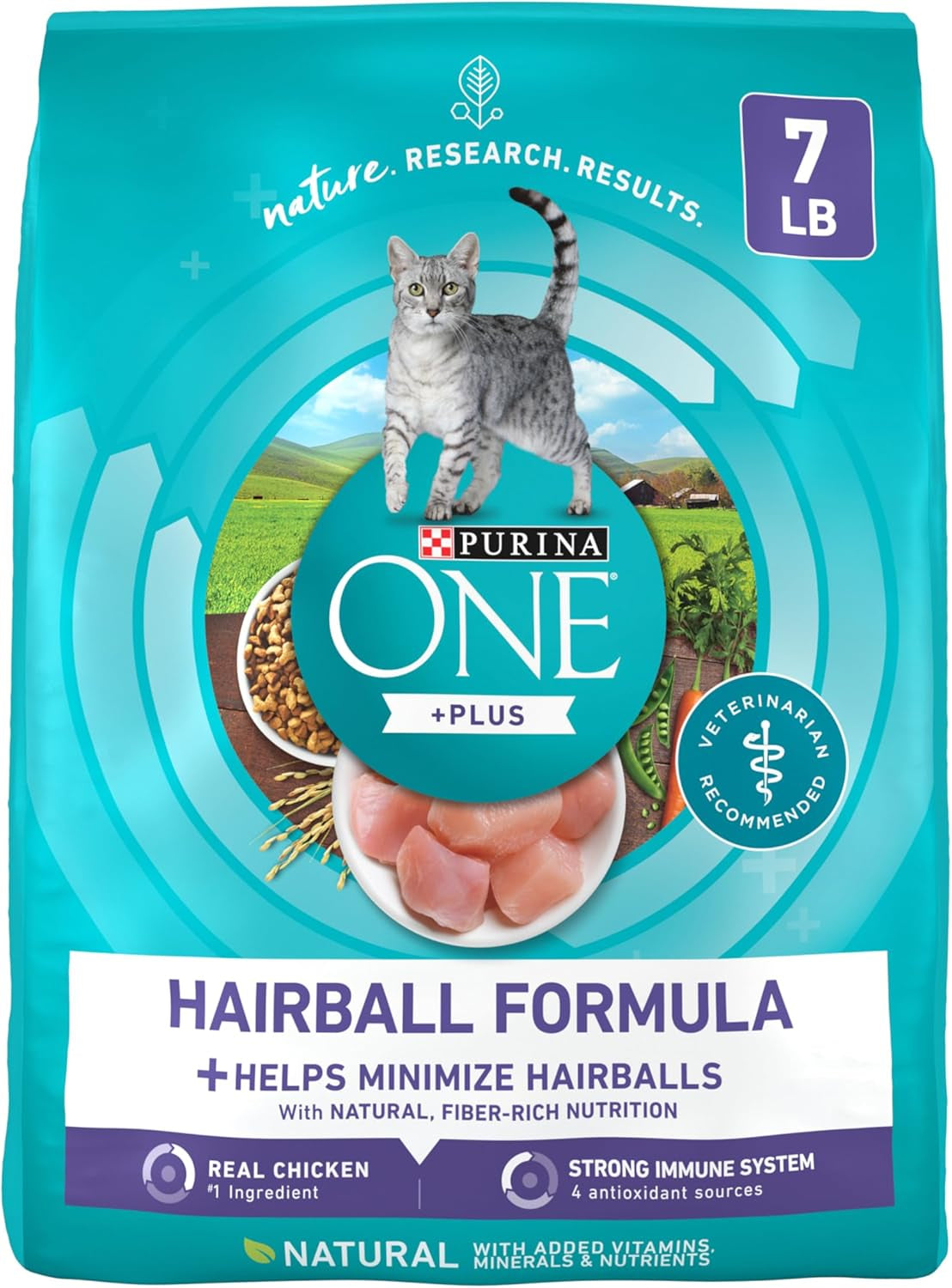Natural Cat Food for Hairball Control, +PLUS Hairball Formula - 7 Lb. Bag