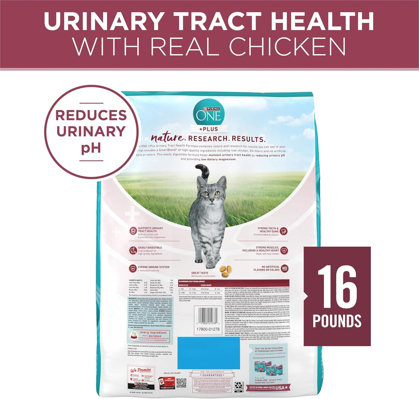 High Protein Dry Cat Food, +Plus Urinary Tract Health Formula - 16 Lb. Bag