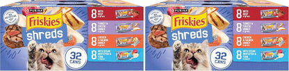 Purina  Wet Cat Food Variety Pack, Shreds with Beef, Turkey and Cheese Dinner, Chicken and Salmon Dinner, and with Ocean Whitefish and Tuna - (Pack of 40) 5.5 Oz. Cans