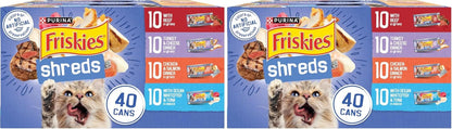 Purina  Wet Cat Food Variety Pack, Shreds with Beef, Turkey and Cheese Dinner, Chicken and Salmon Dinner, and with Ocean Whitefish and Tuna - (Pack of 40) 5.5 Oz. Cans