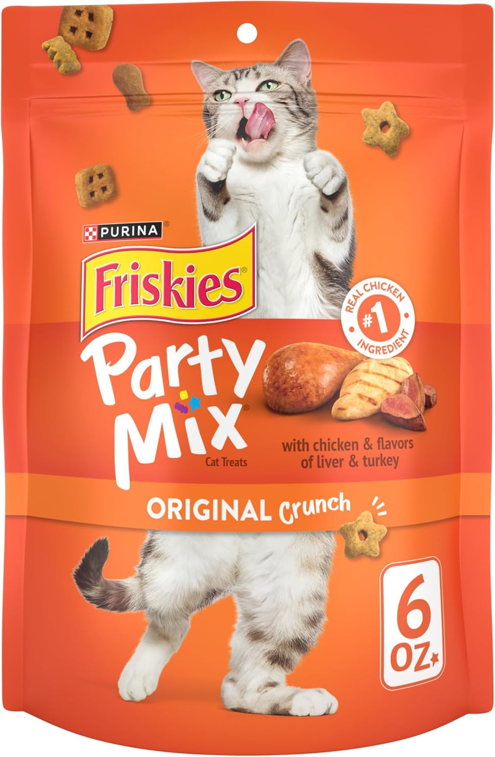 Purina  Cat Treats, Party Mix Original Crunch - (Pack of 6) 6 Oz. Pouches