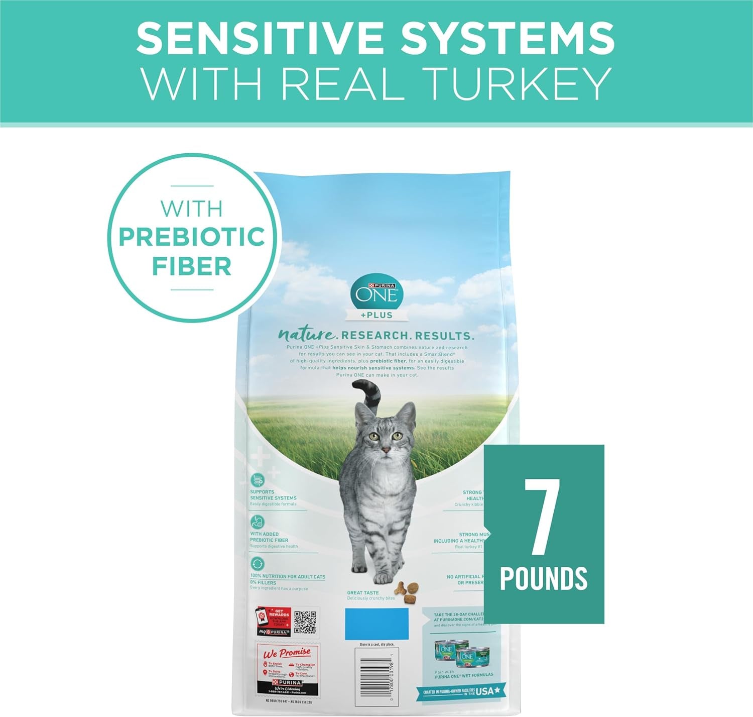 Sensitive Stomach, Sensitive Skin, Natural Dry Cat Food, +Plus Sensitive Skin and Stomach Formula - 7 Lb. Bag