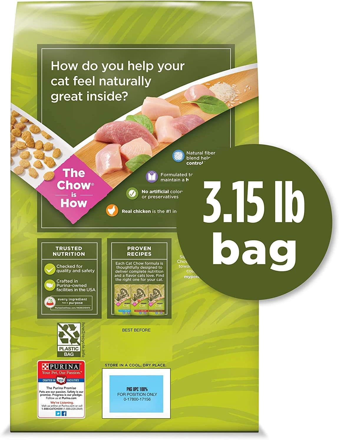 Naturals Dry Cat Food, Indoor with Real Chicken & Turkey, 3.15 Lb Bag