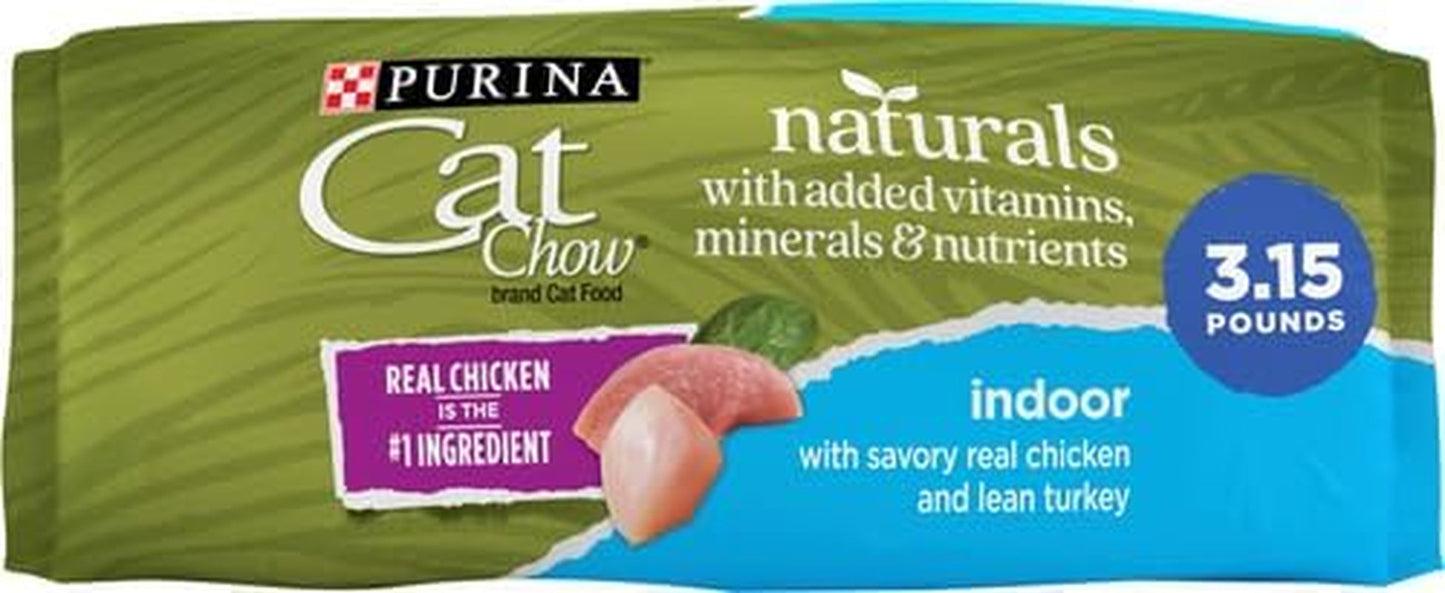 Naturals Dry Cat Food, Indoor with Real Chicken & Turkey, 3.15 Lb Bag