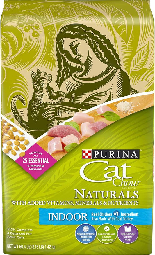 Naturals Dry Cat Food, Indoor with Real Chicken & Turkey, 3.15 Lb Bag