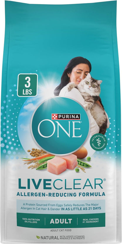 Liveclear Allergen-Reducing Cat Food Dry Formula with Real Chicken as the Number One Ingredient - 3 Lb. Bag