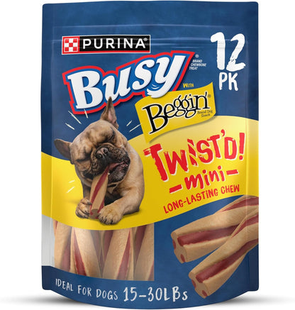 with Beggin’ Twist’D Mini Adult Dog Chew Bone Treats - 12 Ct. Pouch