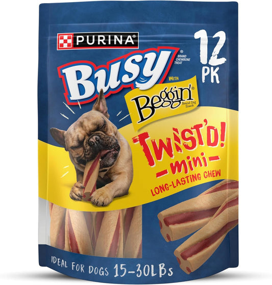 with Beggin’ Twist’D Mini Adult Dog Chew Bone Treats - 12 Ct. Pouch